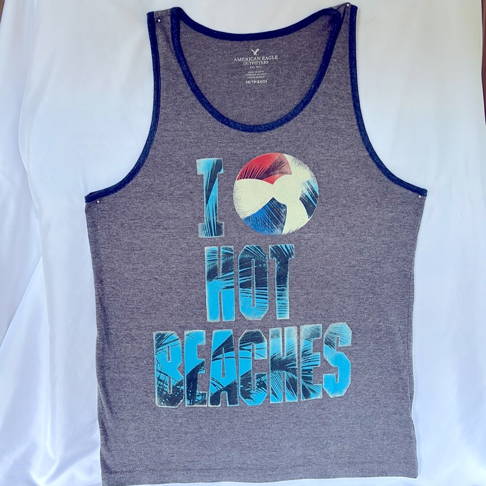 AMERICAN EAGLE Beach Wear Men Top Tee Gently Worn Gray/Navy Size XS